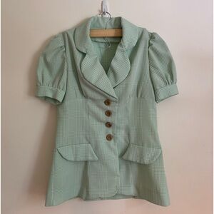 Vintage gingham blazer top